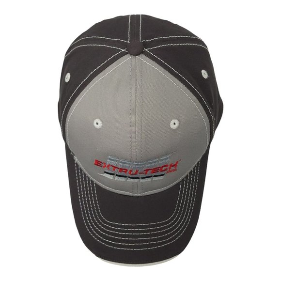 Extru Tech Strapback Cap Embroidered Patch Logo Trucker Baseball Hat Gray - Picture 11 of 12